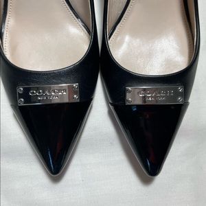Never worn! Coach 3” black leather pumps